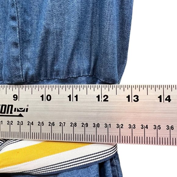 Anthropologie Boden Dress Blue Short Sleeve Spread Collar A-Line Size 8L - Picture 7 of 11